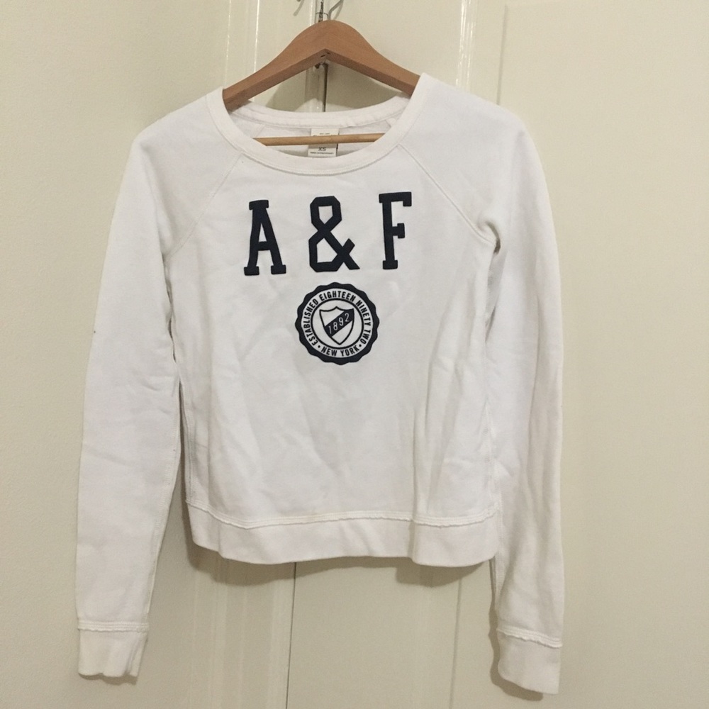 Abercrombie & Fitch crewneck logo sweatshirt white